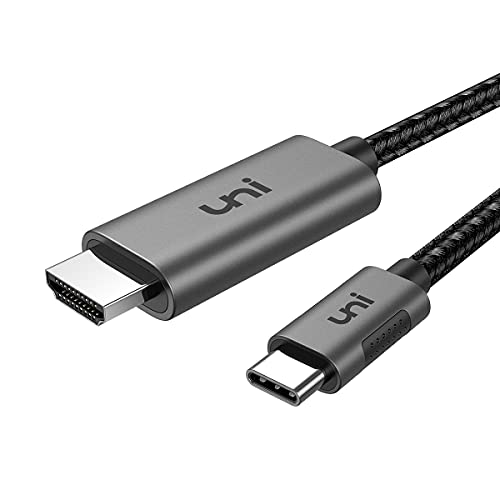 uni Cable USB C a HDMI 1,8m (4K@60Hz), Cable Trenzado USB Tipo C a HDMI Thunderbolt 4/3 Compatible con MacBook Pro/Air, Serie iPhone 15 iPad Pro iMac Mini/Pro Surface Book Galaxy S20 etc. -Gris