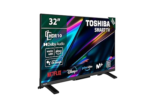 TOSHIBA 32WV2E63DG Smart TV de 32' con Resolución HD HDR10, Compatible con asistentes de Voz Alexa y Google, TV Satélite, Bluetooth, Dolby Audio