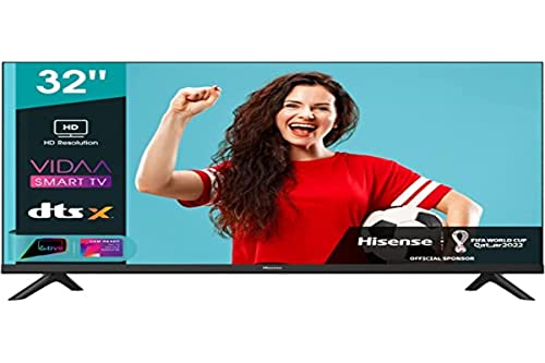 Hisense - Smart TV LED HD Ready 2022 32A4FG, VIDAA 4.2 Smart TV, audio 2.0 de 12 W, controles de voz Alexa, sintonizador DVB-T2/S2 HEVC 10, lativo, control remoto RaiPlay, negro