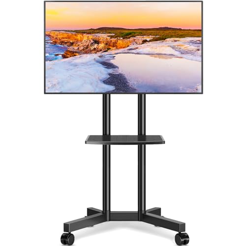 TVON Soporte TV Pie Ruedas para Televisiones de 32-70 Pulgadas de Plasma/LCD/LED, Altura Ajustable Móvil Soporte TV Suelo con Balda hasta 40 kg Máx VESA 400x400mm