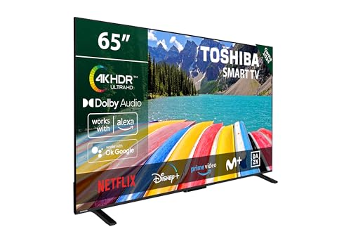TOSHIBA 65UV2363DG Smart TV 4K UHD de 65', sin Marcos, con HDR10, Dolby Audio, Compatible con Asistente de Voz Alexa y Google, Bluetooth