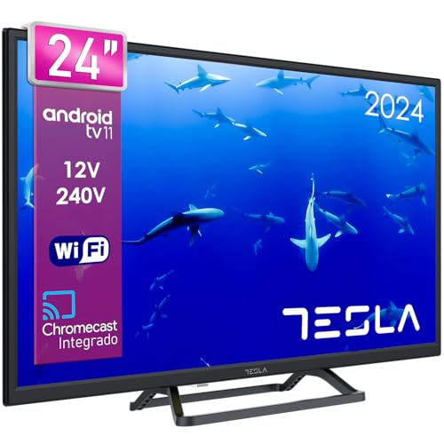 TESLA - Smart TV de 24' (60cm), Televisión Resolución UHD, Android TV 11, Hey Google Official Assistant, WiFi & Bluetooth, 2 Altavoces 5W, Chromecast Integrado, 1.366x768, 12V (24E632BHS) - 2024