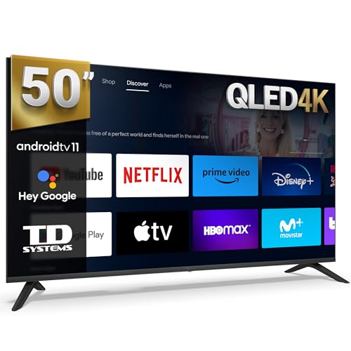 TD Systems - Smart TV 50 Pulgadas QLED 4K, Hey Google Chromecast Modelo 2024, Television TDT HD, Android 11, Televisor con 3 años de garantía - PRIME50C19GLQ
