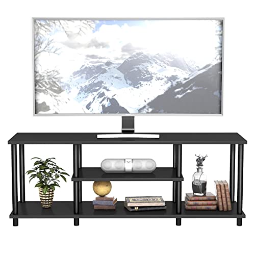 COSTWAY Mueble de TV de 3 Niveles, Mesa de Consola Multimedia con Marco Sólido y Estantes de Aglomerado, Soporte para Televisores de Hasta 40 Pulgadas 110,5 x 29 x 41 cm (negro)