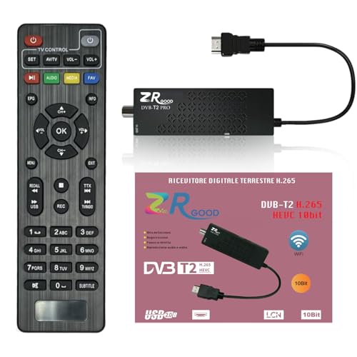 Decodificador TDT HD, Sintonizador TDT HD HDMI, DVB T2 H265 Decodificador HD, TDT HD Euroconector Full HD 1080p Soporte WiFi, Control Remoto IR 2 en 1, Dolby, PVR, LCN