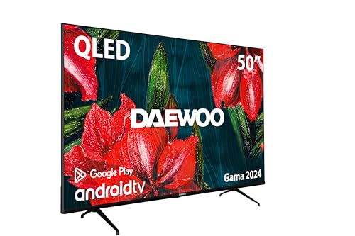 Daewoo D50DM55UQPMS QLED Android TV 50 Pulgadas 4K HDR, Dolby Vision & Dolby Atmos, Chromecast Built In, Mando Bluetooth con Google Assistant Integrado
