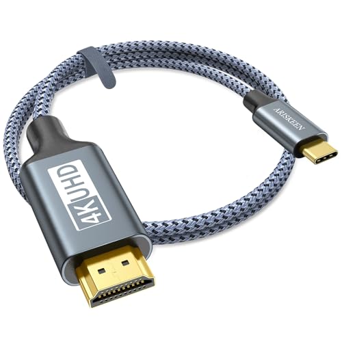 ARISKEEN Cable USB C a HDMI 4K 2M,Cable USB 3.1 Tipo C a HDMI [Compatible con Thunderbolt 3/4] para MacBook Pro/Air,para Galaxy S8 a S23,para iPhone 15/Pro/Plus/Max,para iMac,para Surface