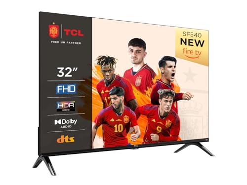TCL 32SF540-32' FHD Smart TV - HDR & HLG-Dolby Audio-DTS Virtual X-Bezel-Less-Dual-Band WiFi 5 - con Fire OS 7 System - Frente de metal oscuro cepillado