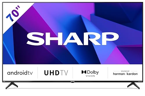 Sharp 70FN2EA Android TV 11, 70' 4K Ultra HD, 4X HDMI 2.1, 2X USB, Bluetooth, Google Assistant, Chromecast, Altavoces Harman/kardon 2x12W, HDR10, HLG, Dolby Vision [Eficiencia energética G]
