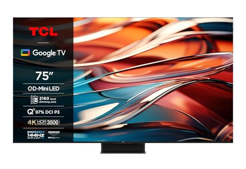 TCL 75Q10B 75' Mini LED TV, QLED Pro, 4K HDR Premium 3500nits, Smart TV Powered by Google TV (Dolby Vision & Atmos, Sistema de Sonido Onkyo 2.1.2, 144Hz Motion Clarity Pro)