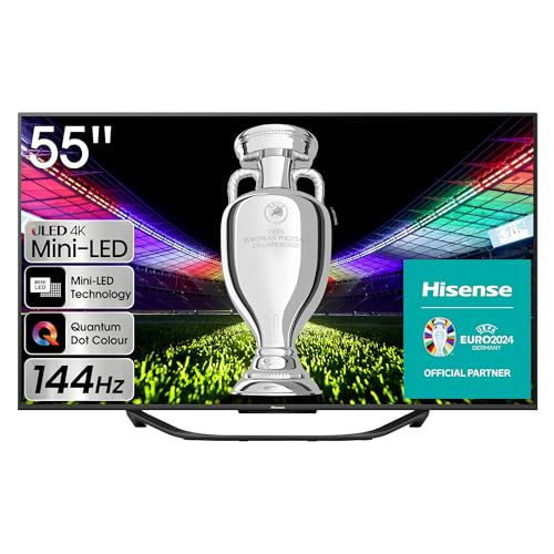 Hisense TV 55U7KQ - Mini-LED Smart TV de 55 Pulgadas Televisor, Quantum Dot Colour, Modo Juego de 144Hz, Full Array Local Dimming, Dolby Vision IQ & Dolby Atmos, VIDAA 7 OS (2023)