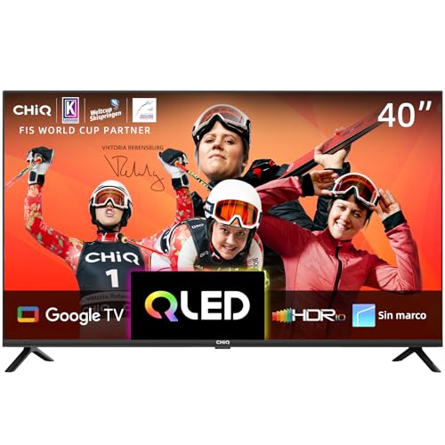 CHiQ L40QH7G TV QLED de 40 Pulgadas con HDR 10, diseño sin Bordes, Google TV, Asistente de Google, Chromecast Integrado, Wi-Fi de Doble Banda, DBX-TV, 2024