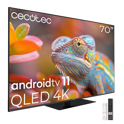 Cecotec Televisor QLED 70' Smart TV V1Z+ Series VQU11070Z+. Resolución 4K UHD, Sistema Operativo Android TV 11, Subwoofers, Chromecast, HDR10+, Google Voice Assistant