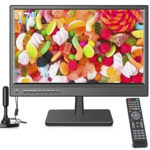 ZOSHING 17" 1080P Screen TV,17 Pulgadas pequeña TV con Recepción freeview y Antena,AC-adaptador/DC-12V,HDMI USB y VGA Puertos de Entrada para Camper/Monitores/cocinas