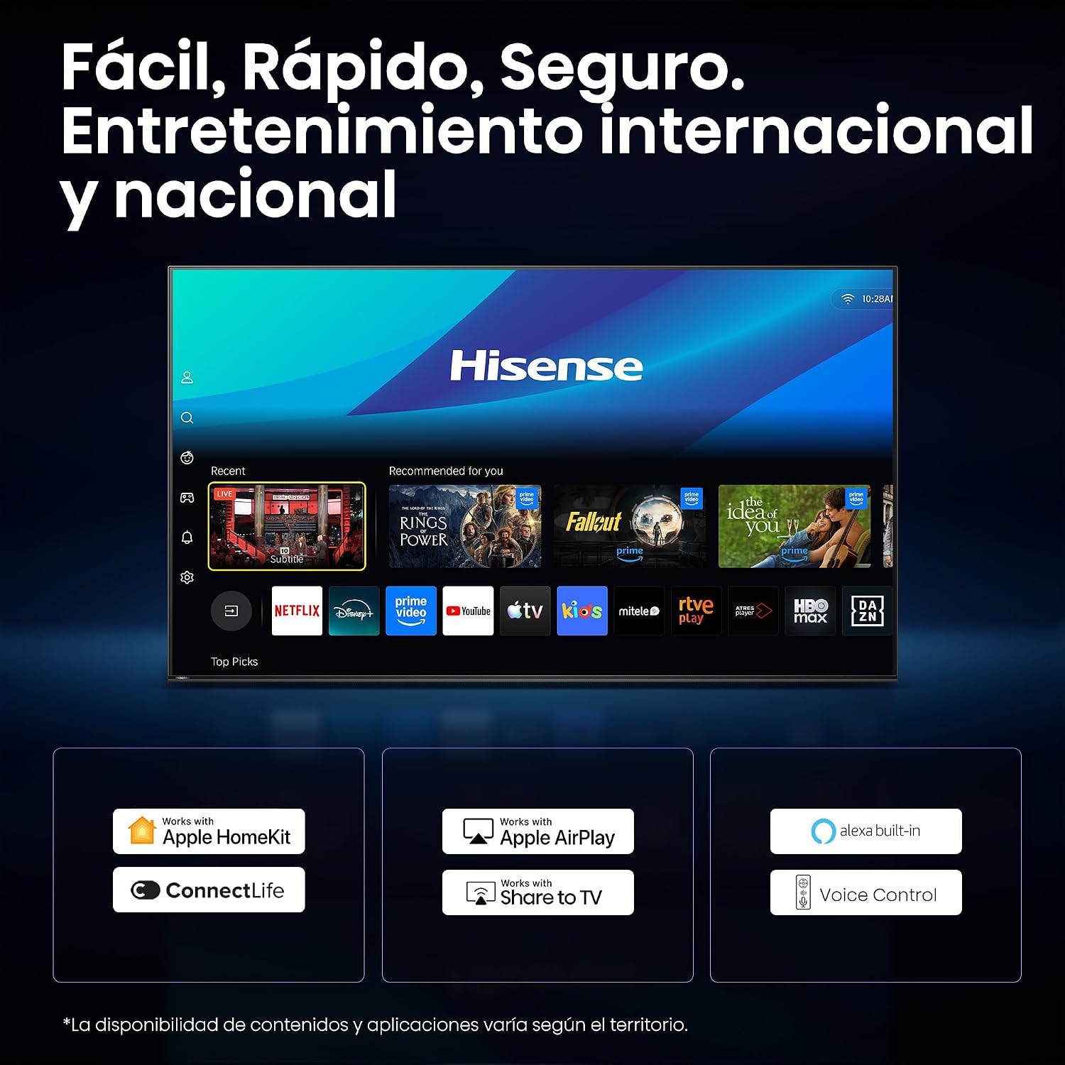 Sistema VIDAA de la Hisense 43E7S con AirPlay, HomeKit y Alexa