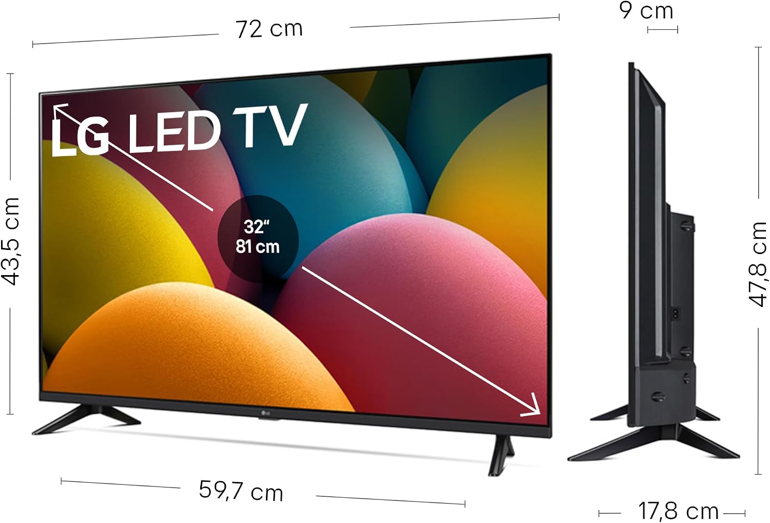 Medidas del LG 32LR60006LA
